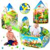 Wilwolfer Tenda Gioco Pop-up + Tunnel Gioco + Piscina di Palline per Bambini - 3-in-1 Casetta per Neonati Bambine Bambini - Grande Casetta Giardino Interni ed Esterni (Tenda Dinosauro)