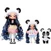 Na! Na! Na! Surprise Na Na Na Surprise Family Set di 3: 2 bambole morbide e 1 animale domestico - Giocattoli per bambini - Famiglia di panda, bambole, 12 accessori, abiti rimovibili e 1 panda di peluche