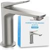 Bächlein - Rubinetto per bagno Aldeya in design moderno, miscelatore monocomando con cartuccia in ceramica duratura e set di montaggio, rubinetto da bagno in acciaio inossidabile spazzolato