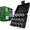 HASKYY Set di chiavi a bussola Torx 14 pezzi, profilo E, Torx esterno, chiavi a bussola E4-E24, 1/4 3/8 1/2 pollici, inserti per chiavi a bussola con interno a quattro lati