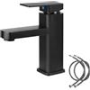 Puasok Rubinetto Bagno Lavabo Nero, Miscelatore Rubinetto Bidet Nero con Acqua Calda e Fredda Disponibile, Miscelatore Bagno Lavabo con due Flessibili, per Wc(C)