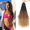 Auxemuen Pre Looped Micro Curly Crochet Hair 8 Packs Brazilian Afro Kinky Crochet Hair Black Braiding Hair Extensions Deep Wave Synthetic Mini Senegalese Twist Hair For Boho (1B/30/27, 22 Inch (Pack of 8))