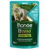 Monge Bwild - Grain Free - Bocconcini maltagliati in salsa - Merluzzo con Gamberetti e Ortaggi - Adult 85 gr
