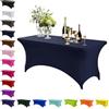 Mienocol Tovaglia in spandex blu navy, 1,8 m, elasticizzata, rettangolare, lavabile, universale, per patio, cucina, eventi, matrimoni, cocktail bar, mostre, banchetti, feste