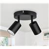 GeyouLux Faretti da Soffitto Orientabili 350° Rotonda Nero a 2 Luci GU10 | Faretti LED Soffitto Senza Lampadina, Moderna Lampadario Faretti per Cucina, Soggiorno, Camera da Letto, Cameretta