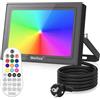 MEIHUA Proiettore LED RGB 35W con Telecomando 360 ° 6 Luminosità 10 Colori 12 Modalità Faro RGB Funzione Memoria Timer IP66 Impermeabile Faro Colorato LED per Esterno Festa Giardino Halloween Natale