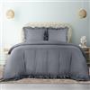 Utopia Bedding Copripiumino a Volant Matrimoniale 240x220 - Microfibra Copripiumino 240x220cm + Federe 65x65cm - Grigio