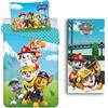 Jerry Fabrics Set copripiumino + asciugamano da bagno Paw Patrol | 100% cotone | copripiumino reversibile 140 x 200 cm + federa 65 x 65 cm | lenzuolo da spiaggia 70 x 140 cm