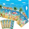 TJYJOY 4 pezzi tovaglia usa e getta spiaggia piscina hawaiana Aloha Party Tovaglia fenicottero tavola da surf tovaglia impermeabile per bambini oceano decorazione compleanno 130 x 220 cm