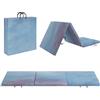 HOMCOM Tappetino da palestra pieghevole, tappetino da palestra spesso, 180 x 60 x 5 cm, con maniglia, tappetino per yoga, sport, fitness, pilates, rivestimento sintetico, blu