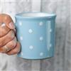 City to Cottage® Tazza Grande da 500ml con Manico | Tazzina da Caffè, Cappuccino, Cioccolata Calda e Tè | Realizzata e Dipinta a Mano in Ceramica | Fantasia a Pois Celeste e Bianco | Idea Regalo