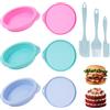 Kigift 6 padelle per friggitrice ad aria calda, diametro 10 cm, in silicone, rotonde, per friggitrice ad aria calda, per uova da colazione, panini, cupcake (rosa, blu, verde)