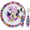Sorrisini Set di Stoviglie Riutilizzabile, Set Piatti 3 Pezzi, Set Svezzamento Prima Pappa Bimbo con Piatto, Posate in Acciaio Inox, Piatti in Plastica Adatti per Microonde, Minnie
