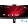ViewSonic VG3457CV 34" UWQHD 21:9 Curved Video Conferencing Docking Monitor mit Windows Hello & Zoom®-zertifizierter Pop-up-Webcam