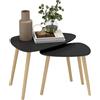 HOMCOM Set di 2 tavolini nidificanti dal design scandinavo, gambe e piano in legno, nero