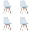 HJhomeheart Set di 4 Sedie da Pranzo Moderne Trasparenti, Sedie da Pranzo Imbottite Rimovibili, Sedie da Cucina dal Design Scandinavo (Velluto-Verde)