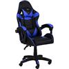 Totò Piccinni Sedia GAMING Ergonomica Reclinabile Girevole con cuscini in similpelle con rotelle e poggiatesta (Blue)