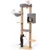 FUKUMARU Albero Tiragraffi per Gatti Adulti da Parete, Tiragraffi XXL Alto 188 cm, Torre Tiragraffi per Gatti in Legno Massello, con Colonne Tiragraffi, Spazzola, Posatoio, Mensole, Amaca, Cuccia.