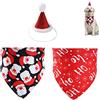 SUOXU Bandana natalizia per cani, sciarpa triangolare in cotone per cani con simpatico cappello per feste natalizie, set da 3 pezzi, regalo per animali domestici e decorazioni per feste (Babbo Natale