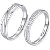 Homxi Ti Amo Anello Regolabile Uomo Argento 925,Anelli Donna Regolabili Lui e Lei Coppia Anelli Infinito Rotondo con Zirconia Cubica Anello Fidanzamento Donna