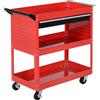 Durhand Carrello Portautensili da Officina Multiuso a 3 Ripiani in Acciaio Rosso per Garage e Laboratorio 70x35x75.5cm|Aosom