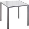 HOMCOM Tavolo Quadrato Moderno per Cucina e Soggiorno in Vetro Temperato e Metallo Resistente 75x75x75cm Colore Grigio Elegante e Funzionale|Aosom