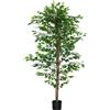 HOMCOM Pianta di Ficus Artificiale da 180 cm per Interni ed Esterni con Vaso in Metallo Riempito, Verde
