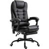 Vinsetto Poltrona da Ufficio con 7Punti Massaggianti e Poggiapiedi, ergonomica e regolabile, in PU e Acciaio, 67x67x111-121cm, Nero | Aosom Italy