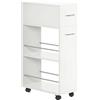 HOMCOM Carrello da Cucina in Truciolato e Acciaio Inox con 2 Ripiani Aperti, Cassetto Estraibile e Parapetti Anticaduta, 25x50x85 cm, Bianco|Aosom