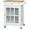 HOMCOM Carrello da Cucina Multiuso con Cassetto, Armadietto e 4 Ruote, in Legno Bianco, 67x48x86.5cm|Aosom
