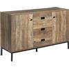HOMCOM Credenza Moderna con 2 Armadietti a 2 Ante con Ripiani regolabili e 3 Cassetti, Mobile dall'aspetto retrò in truciolato, Marrone|Aosom Italy