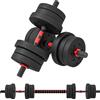 HOMCOM Set 2 Manubri Antiscivolo con 12 Dischi Pesi da 20 kg totali e Connettore, in Acciaio, HDPE e Sabbia, Nero | Aosom Italy