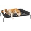 PawHut Lettino per Cani Rialzato di 19.5 cm con Cuscino a U, in Poliestere e Acciaio, 110x75x30 cm, Nero e Argento | Aosom Italy