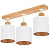 alfalux Lampada A Sospensione LED 3 Luci Lampada Da Soffitto LED In Legno Massello E PVC Compatibile Con E27 Altezza 31 cm Per Soggiorno Camera Da Letto Cucina Bagno Clara CL-WE50x7BU-WE Bianco
