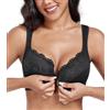 DotVol Reggiseno Donna Taglie Forti Reggiseno a Coppa Intera Senza Ferretto con Spalline Larghe Reggiseno in Pizzo Floreale Reggiseno a Coppa Morbida Nero 3E