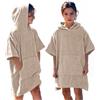 CalmyBEACH Poncho da bagno in spugna per ragazze e ragazzi - Bambini Surf Poncho 100% cotone poncho asciugamano con cappuccio, beige., 6-9 Jahre