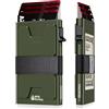 SEMORID Portafoglio da uomo, portafoglio sottile da uomo, porta carte di credito pop up, blocco RFID, portafoglio minimalista in metallo con fascia per contanti, portafogli in alluminio, Verde+verde,