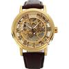 SEWOR orologio scheletrato da uomo in stile vintage a carica manuale meccanico con cinturino in pelle marrone (ORO 2)