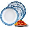 Avilia Servizio di Piatti Moderni in Porcellana a Righe Bianco e Azzurro - Set 18 Pezzi Composto da Piatti Piani, Fondi e Dessert per 6 Persone - Ottimi per Occasioni Speciali o per Uso Quotidiano
