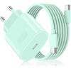 ANVSI Caricatore per iPhone 17/17 Pro/17 Pro Max/17 Air, iPhone 16 15 Pro Max Plus, 27W USB C Caricabatterie Alimentatore Presa Spina Rapido con Cavo 2M(Verde)