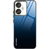 ILING Cover per Xiaomi Redmi 13C 5G, Ultra Sottile Elegante Colore Sfumato Vetro Temperato Hard Indietro Custodia, Morbido TPU Bumper Antiurto Silicone Cover Case, Blu elegante