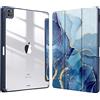 FINTIE Custodia per iPad Pro 12.9 (6a Generazione 2022) - [Built-in Pencil Holder] Antiurto Sottile Case Posteriore Trasparente Cover per iPad Pro 12.9 2021/2020/2018, Ocean Marble
