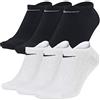Nike Calzini da sneaker, 6 paia, colore bianco, grigio, nero, da uomo, da donna, SX2554, nero/bianco, 42-46