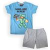 Fashion UK Pigiama Minecraft Estivo Primaverile Modello Mine Nap Repeat Maglietta Pantaloncini Azzurro Grigio Cotone Prodotto Ufficiale Taglie da Bambino (6 Anni - 116 cm)