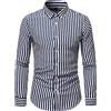 PRJN Camicia a righe casual da uomo manica lunga Camicia a maniche lunghe slim fit da uomo Camicia button down a maniche lunghe Camicia a maniche lunghe slim fit stile casual Camicia casual a righe da uomo
