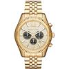 Michael Kors Orologio Lexington per uomo, movimento cronografo al quarzo da 44 mm con cinturino in acciaio inossidabile, 44 mm, Tono oro con glitter