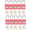 FILFEEL Lucchetto di Blocco, Lucchetto Anti-scivolo Resistente Alla Corrosione 38 Mm, con 2 Chiavi per Blocco per Stazioni di Esclusione Tag, 10 Set(rosso)
