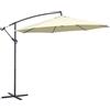 Outsunny Ombrellone Decentrato Ø3x2.5 m con Base a Croce e Manovella, Ombrellone da Giardino Inclinabile in Metallo e Poliestere a Stecche, Ombrellone da Esterno Resistente ai Raggi UV, Beige