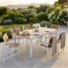 MIlani Home VIDUUS - set tavolo in alluminio e polywood cm 200/300 x 95 x 74 h con 6 poltrone Viduus