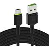 Green Cell Cavo USB-A - USB-C Tipo C 2m con illuminazione a LED Cavo di ricarica nero Compatibile con Samsung Galaxy S23 S22 S21 S20 Ultra S10 S9 S8+ | Note 20 10 9 8 | Telefoni Android